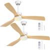 imageaddlon 2 Pack 52 inch Ceiling Fans with Lights White Ceiling Fan with Light and Remote Control Reversible 3 Wood Blades 6 Speeds 5CCT Dimmable Noiseless Wood Ceiling Fan for IndoorOutdoor UseWhite