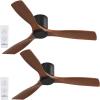 imageaddlon 2 Pack 52 inch Ceiling Fans with Lights White Ceiling Fan with Light and Remote Control Reversible 3 Wood Blades 6 Speeds 5CCT Dimmable Noiseless Wood Ceiling Fan for IndoorOutdoor UseBlack