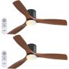 imageaddlon 2 Pack 52 inch Ceiling Fans with Lights White Ceiling Fan with Light and Remote Control Reversible 3 Wood Blades 6 Speeds 5CCT Dimmable Noiseless Wood Ceiling Fan for IndoorOutdoor UseBlack