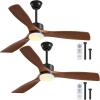 imageaddlon 2 Pack 52 inch Ceiling Fans with Lights White Ceiling Fan with Light and Remote Control Reversible 3 Wood Blades 6 Speeds 5CCT Dimmable Noiseless Wood Ceiling Fan for IndoorOutdoor UseBlack