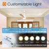 imageaddlon 2 Pack 52 inch Ceiling Fans with Lights White Ceiling Fan with Light and Remote Control Reversible 3 Wood Blades 6 Speeds 5CCT Dimmable Noiseless Wood Ceiling Fan for IndoorOutdoor UseWhite