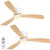 imageaddlon 2 Pack 52 inch Ceiling Fans with Lights White Ceiling Fan with Light and Remote Control Reversible 3 Wood Blades 6 Speeds 5CCT Dimmable Noiseless Wood Ceiling Fan for IndoorOutdoor UseWhite