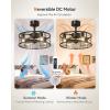 imageaddlon 20quot Black Caged Ceiling Fan with Lights Fandelier Fan with Remote 6 Speeds ampamp Timer Farmhouse Downrod Mount Bladeless Ceiling Fan for Bedroom Kitchen Outdoor