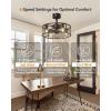 imageaddlon 20quot Black Caged Ceiling Fan with Lights Fandelier Fan with Remote 6 Speeds ampamp Timer Farmhouse Downrod Mount Bladeless Ceiling Fan for Bedroom Kitchen Outdoor