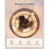 imageaddlon 20quot Black Caged Ceiling Fan with Lights Fandelier Fan with Remote 6 Speeds ampamp Timer Farmhouse Downrod Mount Bladeless Ceiling Fan for Bedroom Kitchen Outdoor
