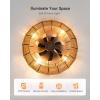imageaddlon 20quot Boho Ceiling Fan with Light and Remote Woven Caged Low Profile Bladeless Ceiling Fans Flush Mount Bohemian Fandelier Ceiling Fan 6 Speed Reversible for Bedroom Living Room KitchenBrown