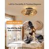 imageaddlon 20quot Boho Ceiling Fan with Light and Remote Woven Caged Low Profile Bladeless Ceiling Fans Flush Mount Bohemian Fandelier Ceiling Fan 6 Speed Reversible for Bedroom Living Room KitchenBrown