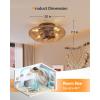 imageaddlon 20quot Boho Ceiling Fan with Light and Remote Woven Caged Low Profile Bladeless Ceiling Fans Flush Mount Bohemian Fandelier Ceiling Fan 6 Speed Reversible for Bedroom Living Room KitchenBrown