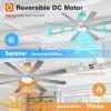 imageaddlon 72 Inch Large Ceiling Fans with Lights Black Ceiling Fan with Remote Control Reversible 5CCT Dimmable DC Motor Modern Ceiling Fan for Living Room Kitchen Patio IndoorOutdoor UseSilver