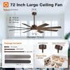 imageaddlon 72 Inch Large Ceiling Fans with Lights Black Ceiling Fan with Remote Control Reversible 5CCT Dimmable DC Motor Modern Ceiling Fan for Living Room Kitchen Patio IndoorOutdoor UseBrown