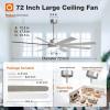 imageaddlon 72 Inch Large Ceiling Fans with Lights Black Ceiling Fan with Remote Control Reversible 5CCT Dimmable DC Motor Modern Ceiling Fan for Living Room Kitchen Patio IndoorOutdoor UseSilver