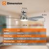 imageaddlon Ceiling Fans with Lights 42 Inch Low Profile Ceiling Fan with Light And Remote Control Flush Mount Reversible 3CCT Dimmable Quiet White Small Ceiling Fan for Bedroom IndoorOutdoor UseNickel