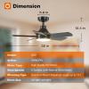 imageaddlon Ceiling Fans with Lights 42 inch Black Ceiling Fan with Light and Remote Control Reversible 3CCT Dimmable Noiseless Small Ceiling Fan for Bedroom Farmhouse IndoorOutdoor UseBlack