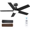 imageaddlon Ceiling Fans with Lights 42 inch Black Ceiling Fan with Light and Remote Control Reversible 3CCT Dimmable Noiseless Small Ceiling Fan for Bedroom Farmhouse IndoorOutdoor UseBlack