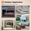 imageaddlon Ceiling Fans with Lights 60 Inch IndoorOutdoor Ceiling Fan with Remote Control Reversible 3 Wood Blades 6 Speeds 3CCT Dimmable Noiseless Large Ceiling Fan for Patio Gazebo Farmhouse80 inch