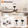 imageaddlon Ceiling Fans with Lights 60 Inch IndoorOutdoor Ceiling Fan with Remote Control Reversible 3 Wood Blades 6 Speeds 3CCT Dimmable Noiseless Large Ceiling Fan for Patio Gazebo Farmhouse60 inch