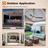 imageaddlon Ceiling Fans with Lights 60 Inch IndoorOutdoor Ceiling Fan with Remote Control Reversible 3 Wood Blades 6 Speeds 3CCT Dimmable Noiseless Large Ceiling Fan for Patio Gazebo Farmhouse72 inch