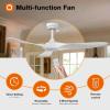 imageaddlon Outdoor Ceiling Fan No Light 60 inch Black Ceiling Fan with Remote Control 6 Speeds Reversible DC Motor Noiseless Modern Ceiling Fans without Light for Patio Gazebo Bedroom BalconyWhite