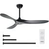imageaddlon Outdoor Ceiling Fan No Light 60 inch Black Ceiling Fan with Remote Control 6 Speeds Reversible DC Motor Noiseless Modern Ceiling Fans without Light for Patio Gazebo Bedroom BalconyBlack