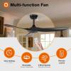 imageaddlon Outdoor Ceiling Fan No Light 60 inch Black Ceiling Fan with Remote Control 6 Speeds Reversible DC Motor Noiseless Modern Ceiling Fans without Light for Patio Gazebo Bedroom BalconyBlack