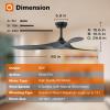 imageaddlon Outdoor Ceiling Fan No Light 60 inch Black Ceiling Fan with Remote Control 6 Speeds Reversible DC Motor Noiseless Modern Ceiling Fans without Light for Patio Gazebo Bedroom BalconyBlack
