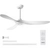 imageaddlon Outdoor Ceiling Fan No Light 60 inch Black Ceiling Fan with Remote Control 6 Speeds Reversible DC Motor Noiseless Modern Ceiling Fans without Light for Patio Gazebo Bedroom BalconyWhite