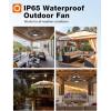 imageaddlon Outdoor Ceiling Fan for Patios 20 inch Black Waterproof Gazebo Fan RemoteampampAPP Control 6 Speeds Noiseless Reversible Plug in Hook Mount Ceiling Fan for Pergola Canopy PorchWith Light