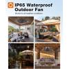 imageaddlon Outdoor Ceiling Fan for Patios 20 inch Black Waterproof Gazebo Fan RemoteampampAPP Control 6 Speeds Noiseless Reversible Plug in Hook Mount Ceiling Fan for Pergola Canopy PorchNo Light