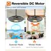 imageaddlon Outdoor Ceiling Fan for Patios 20 inch Black Waterproof Gazebo Fan RemoteampampAPP Control 6 Speeds Noiseless Reversible Plug in Hook Mount Ceiling Fan for Pergola Canopy PorchWith Light