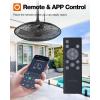 imageaddlon Outdoor Ceiling Fan for Patios 20 inch Black Waterproof Gazebo Fan RemoteampampAPP Control 6 Speeds Noiseless Reversible Plug in Hook Mount Ceiling Fan for Pergola Canopy PorchNo Light