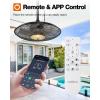 imageaddlon Outdoor Ceiling Fan for Patios 20 inch Black Waterproof Gazebo Fan RemoteampampAPP Control 6 Speeds Noiseless Reversible Plug in Hook Mount Ceiling Fan for Pergola Canopy PorchWith Light