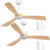 imageaddlon 2 Pack 52 inch Ceiling Fans with Lights White Ceiling Fan with Light and Remote Control Reversible 3 Wood Blades 6 Speeds 5CCT Dimmable Noiseless Wood Ceiling Fan for IndoorOutdoor UseWhite