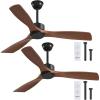 imageaddlon 2 Pack 52 inch Ceiling Fans with Lights White Ceiling Fan with Light and Remote Control Reversible 3 Wood Blades 6 Speeds 5CCT Dimmable Noiseless Wood Ceiling Fan for IndoorOutdoor UseBlack