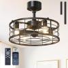 imageaddlon 20quot Black Caged Ceiling Fan with Lights Fandelier Fan with Remote 6 Speeds ampamp Timer Farmhouse Downrod Mount Bladeless Ceiling Fan for Bedroom Kitchen Outdoor