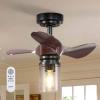 imageaddlon Ceiling Fans with Lights 22 inch Glass Lampshade Ceiling Fan with Bulbs Reversible DC Motor 3 Blades Dimmable Noiseless IndoorOutdoor Fan for Farmhouse Bedroom Bulb Included