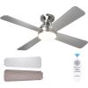 imageaddlon Ceiling Fans with Lights 42 Inch Low Profile Ceiling Fan with Light And Remote Control Flush Mount Reversible 3CCT Dimmable 4 Blades White Small Ceiling Fan for Bedroom IndoorOutdoor UseNickel