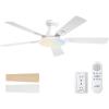 imageaddlon Ceiling Fans with Lights 52 inch Flush Mount Ceiling fan with Remote Control Wall Remote Reversible 5CCT Dimmable Noiseless DC Motor White Low Profile Ceiling Fan for Bedroom FarmhouseWhite