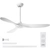imageaddlon Outdoor Ceiling Fan No Light 60 inch Black Ceiling Fan with Remote Control 6 Speeds Reversible DC Motor Noiseless Modern Ceiling Fans without Light for Patio Gazebo Bedroom BalconyWhite