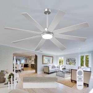 imageaddlon 72 Inch Large Ceiling Fans with Lights Black Ceiling Fan with Remote Control Reversible 5CCT Dimmable DC Motor Modern Ceiling Fan for Living Room Kitchen Patio IndoorOutdoor UseSilver