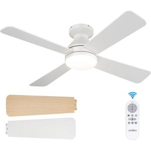 imageaddlon Ceiling Fans with Lights 42 Inch Low Profile Ceiling Fan with Light And Remote Control Flush Mount Reversible 3CCT Dimmable 4 Blades White Small Ceiling Fan for Bedroom IndoorOutdoor UseWhite