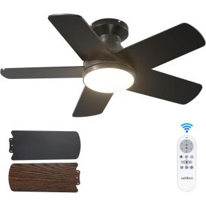 imageaddlon Ceiling Fans with Lights 42 Inch Low Profile Ceiling Fan with Light And Remote Control Flush Mount Reversible 3CCT Dimmable Quiet White Small Ceiling Fan for Bedroom IndoorOutdoor UseBlack