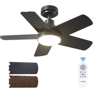 imageaddlon Ceiling Fans with Lights 42 inch Black Ceiling Fan with Light and Remote Control Reversible 3CCT Dimmable Noiseless Small Ceiling Fan for Bedroom Farmhouse IndoorOutdoor UseBlack