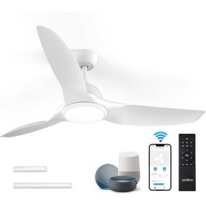 imageaddlon Ceiling Fans with Lights 52 Inch Smart Ceiling Fan with RemoteAPPAlexa Control Reversible DC Motor 6 Speeds 3CCT Dimmable Noiseless White Wifi Ceiling Fan for Bedroom Farmhouse