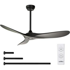 imageaddlon Outdoor Ceiling Fan No Light 60 inch Black Ceiling Fan with Remote Control 6 Speeds Reversible DC Motor Noiseless Modern Ceiling Fans without Light for Patio Gazebo Bedroom BalconyBlack