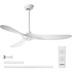 imageaddlon Outdoor Ceiling Fan No Light 60 inch Black Ceiling Fan with Remote Control 6 Speeds Reversible DC Motor Noiseless Modern Ceiling Fans without Light for Patio Gazebo Bedroom BalconyWhite