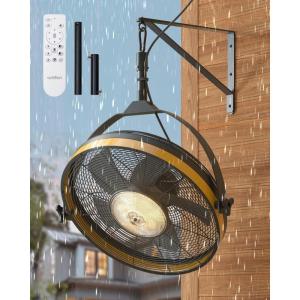 imageaddlon Wall Mount Fan with Light 20 inch Waterproof Plug Outdoor Ceiling Fan with RemoteampampAPP Control 360 Adjustable Tilt 6 Speeds Dimmable Reversible Hook Mount for Patio Toolroom Farmhousewall  ceiling mount