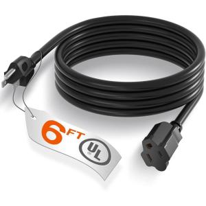 imageaddlon 25 Feet Outdoor Extension Cord Waterproof Deep Black 16 AWG 3 Prong Flexible Long Wires Perfect for Home or Office Use UL ListedBlack