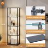 imageaddlon Tall Display Shelf Dimmable LED Lighted Shelves Display Cabinet with Remote Glass Curio Cabinet Bookcase with 3 Color Temperatures Floor Lamp with Shelves for Living Room Decor