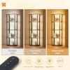 imageaddlon Tall Display Shelf Dimmable LED Lighted Shelves Display Cabinet with Remote Glass Curio Cabinet Bookcase with 3 Color Temperatures Floor Lamp with Shelves for Living Room Decor