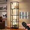 imageaddlon Tall Display Shelf Dimmable LED Lighted Shelves Display Cabinet with Remote Glass Curio Cabinet Bookcase with 3 Color Temperatures Floor Lamp with Shelves for Living Room Decor